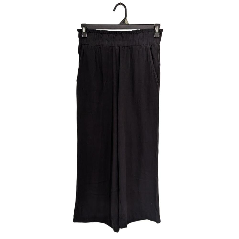 Sienna Sky Black Flowy Wide Leg Pants Smock Waist (L) Boho Minimalist Beachy